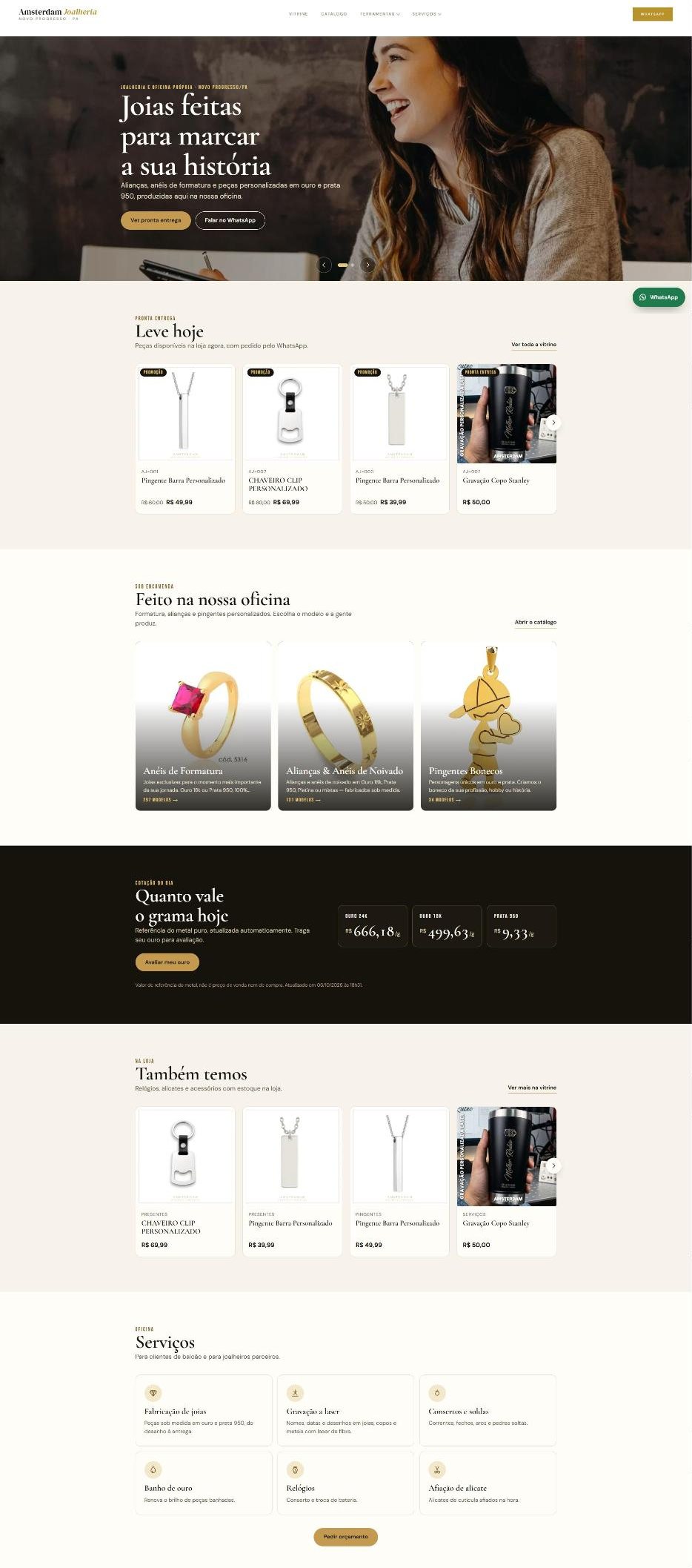 Prévia do site Amsterdam Joalheria